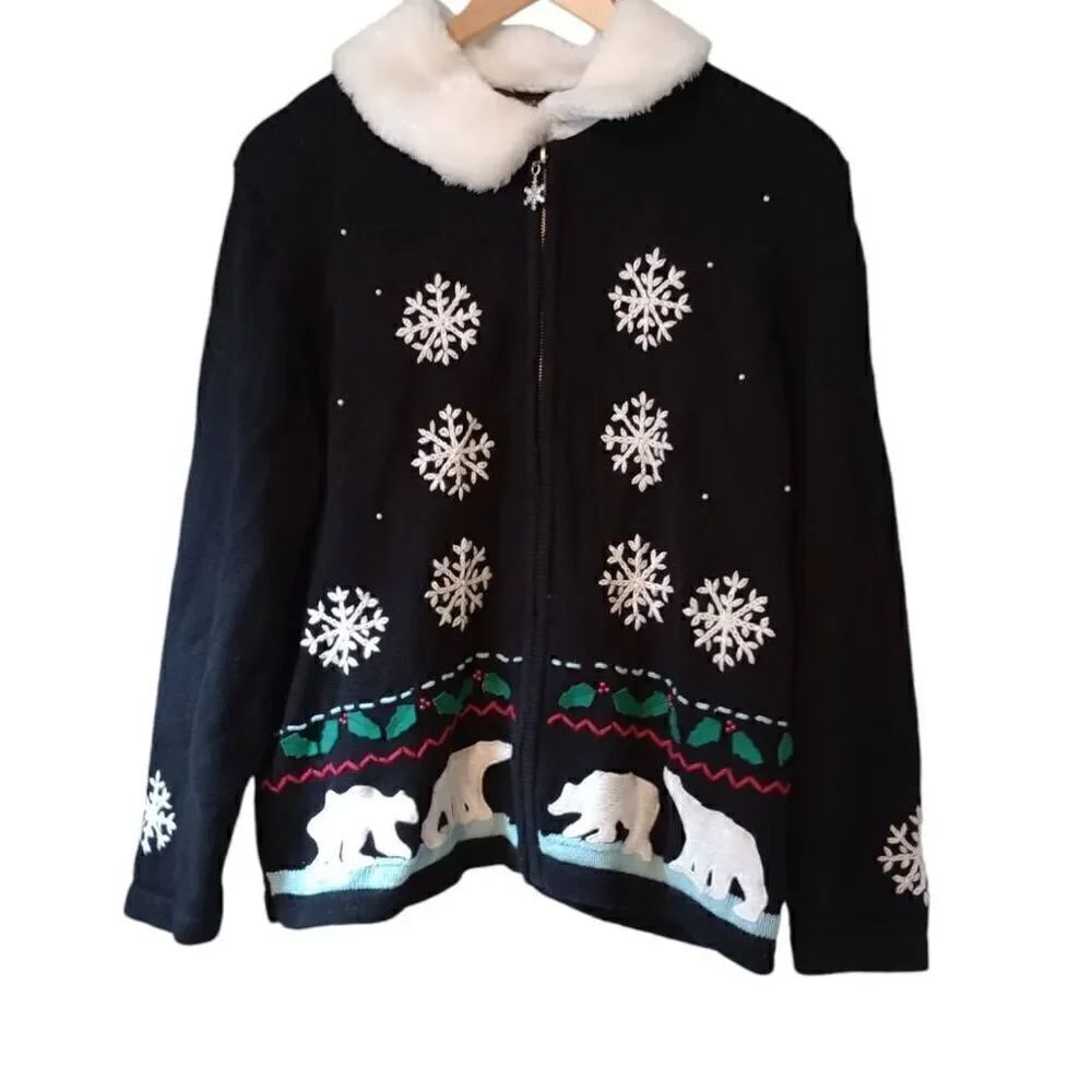 VTG Designer original zip up , winter holiday sweater, cardigan